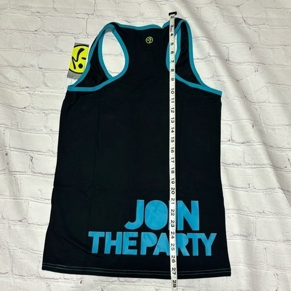 ZUMBA FITNESS sporty stretchy black tank top Blue “Join the Party” XXLarge NWT - Picture 9 of 10